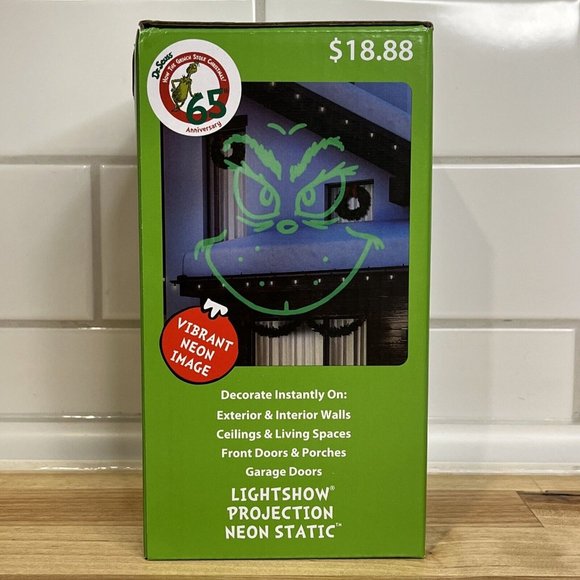 Projection Lightshow Neon Static Dr Seuss Grinch Projector Gemmy Indoor/Outdoor - Picture 2 of 7